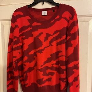 CABI SAKURA RED CAMO PULLOVER SWEATER BEAUTIFUL LIGHTWEIGHT L./44”C